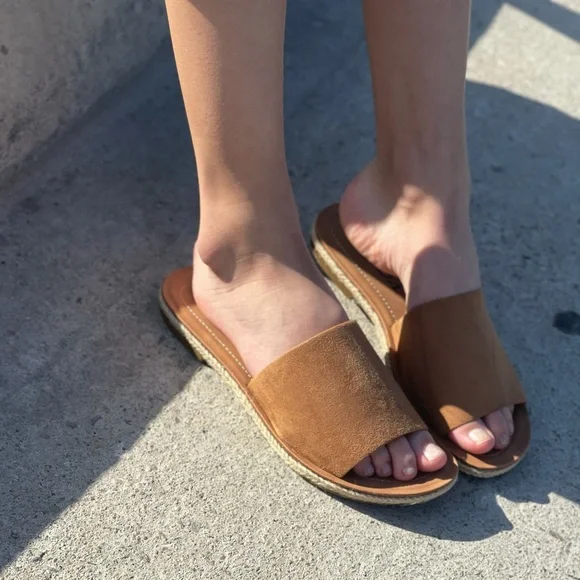 Tan espadrille slip on sandal - Picture 7 of 7